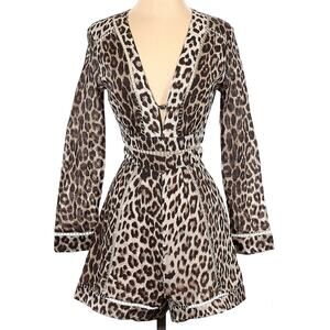 Zimmerman Leopard Animal Print  Romper 8 / Med Resortwear Cotton Festival Chic